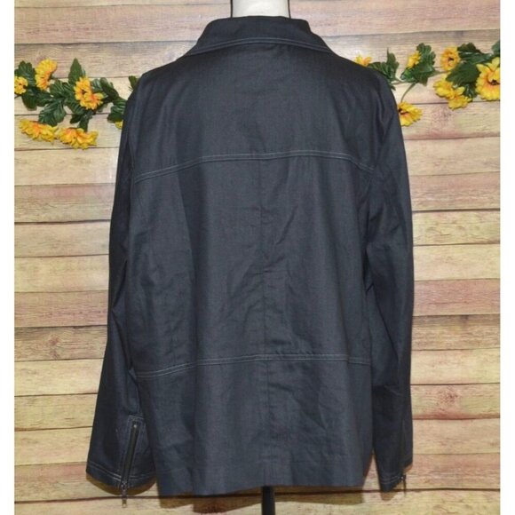 Ladies Studio V Lightweight Gray Chambray Jacket Snap Front Stretch Plus Size 2X - Picture 7 of 9